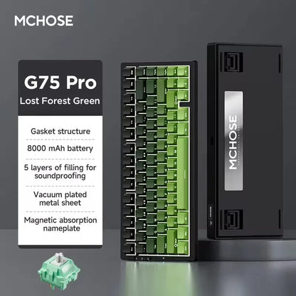 MCHOSE G75 Pro Customized Tri-Mode Mechanical Keyboard 8000Mah Wireless Bluetooth RGB Hot Swap PBT Gasket for PC Gaming E-Sports